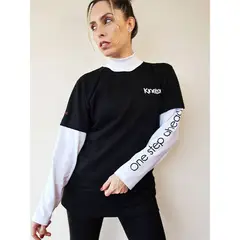 KINETIX - Polo Manga Larga Oversized Street Form Algodón Mujer Negro