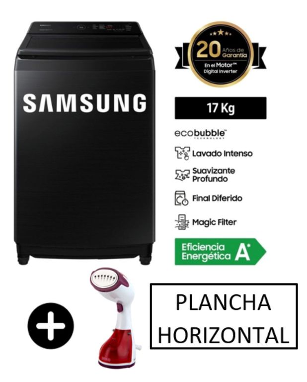 Lavadora EcoBubble de 17 kg - WA17CG6441BVPE + Plancha horizontal