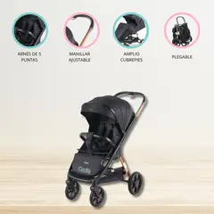 BABY GO - Coche Cuna Jogger «BRAVO» Black