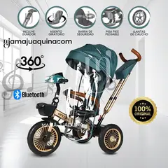 VOYAGE - Triciclo Guiador 3 En 1 «GOLDEN PRIME» con Bluetooth Green