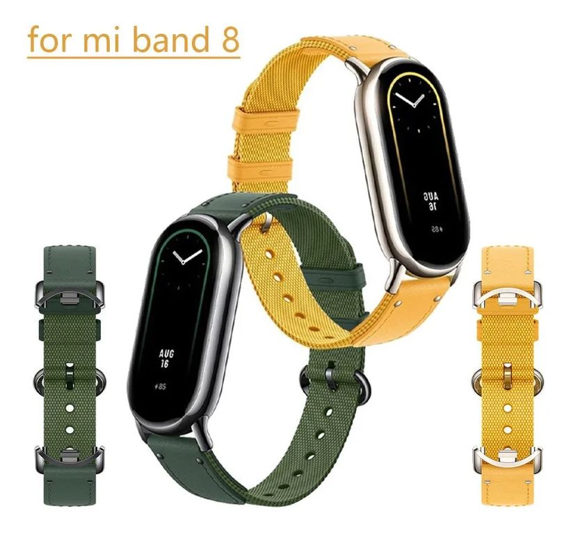 CORREA DE CUERO Y NYLON PARA XIAOMI SMART BAND 8-9-10 VERDE