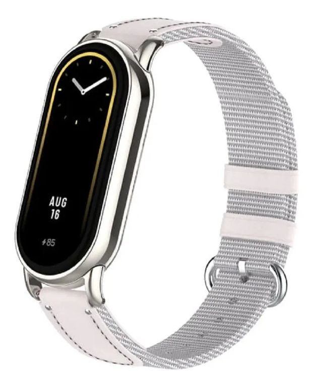 CORREA DE CUERO Y NYLON PARA XIAOMI SMART BAND 8-9-10 GRIS