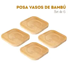 PENTHA - Posa Vasos Porta Vasos de Bambú 6 Unidades