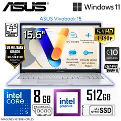 ASUS - Laptop Vivobook 15 X1504VA-NJ686W Intel Core 5 120U 8GB RAM 512GB SSD 15.6" FHD - Silver