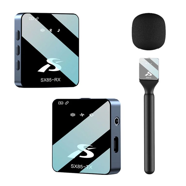 Kit micrófono Inalámbrico 3 en 1 SX85 para grabación y soporte de mano