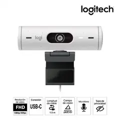 LOGITECH - Camara Web BRIO 500 FHD 1080P USB-C WHITE