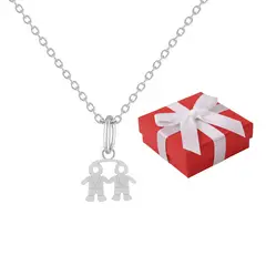 GENERICO - Collar Unisex Dos Niños Regalo Familia Papá Mamá Joya Plata