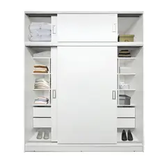 MUEBLES CRISOSTOMO - Ropero de Melamina Moderno Blanco 180cm