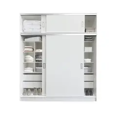 MUEBLES CRISOSTOMO - Ropero de Melamina Moderno Blanco 200cm