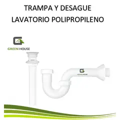 GREEN HOUSE - KIT TRAMPA Y DESAGUE PARA LAVATORIO BLANCO POLIPROPILENO PVC