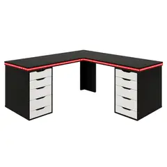 MUEBLES CRISOSTOMO - Escritorio Gamer en L con Luces Negro 180cm