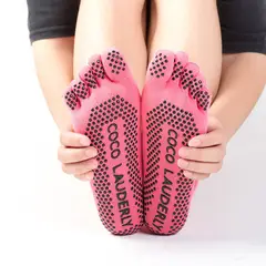 BAALATHKKO5 - Calcetines Antideslizantes Yoga Y Pilates+yoga Guantes - Rojo