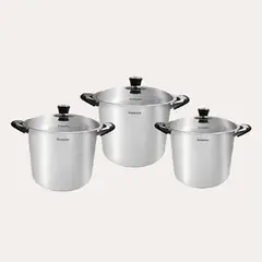 FINEZZA - Juego de ollas FINEZZZA de ACERO INOXIDABLE 6 pzas FZ-2016LX