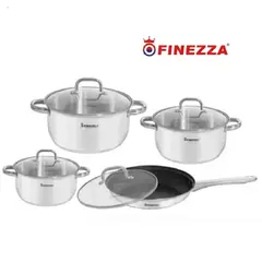 FINEZZA - Juego de ollas FINEZZZA de ACERO INOXIDABLE 8 Pzs FZ-972AE-IN