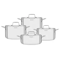 TRAMONTINA - Juego De Ollas de ACERO INOXIDABLE mod GRANO 8 Pzas