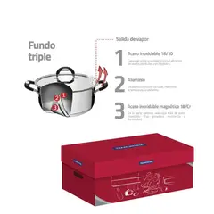 TRAMONTINA - Juego de Ollas de ACERO INOXIDABLE mod DUO SILICONE 10 Pzas