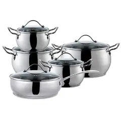 ILKO - Juego de ollas de ACERO INOXIDABLE mod APPLE 10 pzas