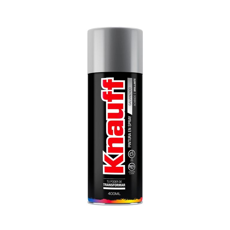 Pintura Spray Galvanizado Brillante 80% Zinc 400ml Knauff