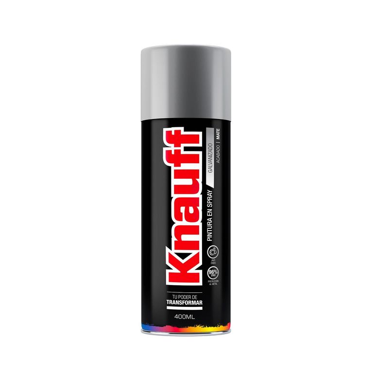 Pintura Spray Galvanizado Mate 96% Zinc 400ml Knauff