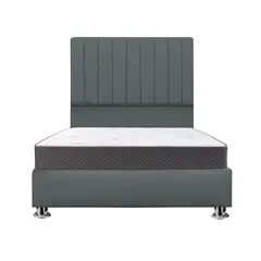MUEBLES MACRUMO - Combo Cama tapizada Calisia Gris oscuro-15 Plz+colchón semiortopédico