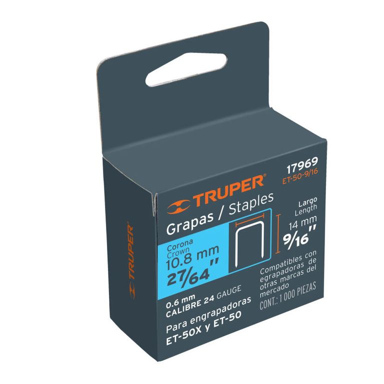 Caja con 1000 grapas 916 corona 107 mm para ET-50 - 17969