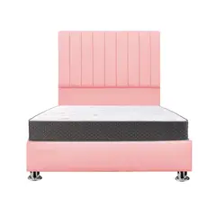 MUEBLES MACRUMO - Combo Cama tapizada Calisia Rosado - Queen Plz+colchón semiortopédico