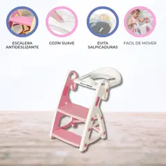 BABY GO - Escalera Multifunción 3 en 1 con cojin «ESCALIN» Pink