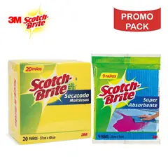 SCOTCH BRITE - Paño secatodo 20und +Paño esponja 9und SCOTCH-BRITE PROMOPACK