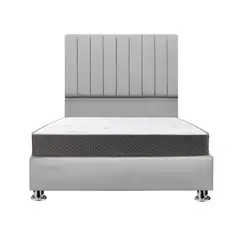 MUEBLES MACRUMO - Combo Cama tapizada Calisia -15 Plz Gris claro+colchón semiortopédico