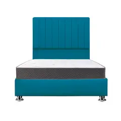 MUEBLES MACRUMO - Combo Cama tapizada Calisia - Queen Turquesa + colchón semiortopédico