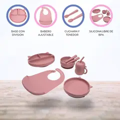 CARESTINO - Set de Alimentación de Silicona «GATITO» Rosa Malva