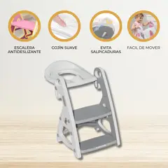 BABY GO - Escalera Multifunción 3 en 1 con cojin «ESCALIN» Gray