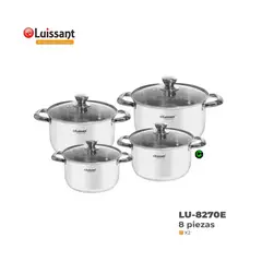 LUISSANT - Juego de ollas Acero Inoxidable LU-8270E 08 Piezas