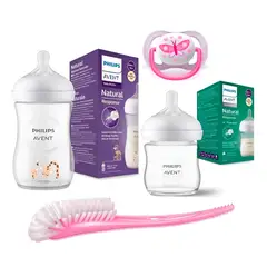 AVENT - Set Recien Nacido Niña 2 Biberones + Chupon +Escobilla