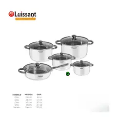 LUISSANT - Juego de ollas Acero Inoxidable LU-8272E 10 Pzs