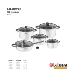 LUISSANT - Set de ollas Acero Inoxidable LU-8272E 10 Piezas