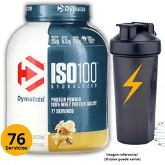 DYMATIZE - ISO 100 5LB VAINILLA + SHAKER PROTEÍNA ISOLATADA HIDROLIZADA