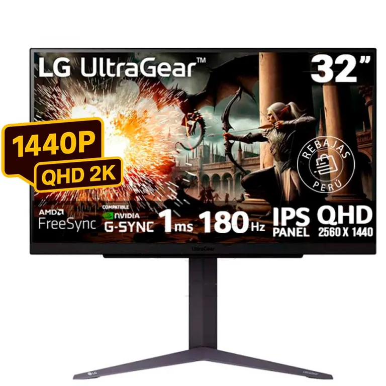 Monitor UltraGear 32 QHD 180Hz 1ms IPS HDR G-Sync 32GS75Q-B