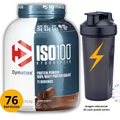 DYMATIZE - ISO100 5LB CHOCOLATE + SHAKER PROTEÍNA ISOLATADA HIDROLIZADA