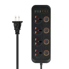 HOCO - Extensión Toma Corriente 3000W 6 Puertos USB y Tipo-C Carga Rápida