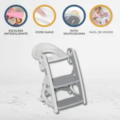 BABY GO - Escalera Multifunción 3 en 1 con cojin «ESCALIN» Gray