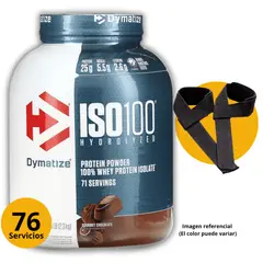 Dymatize - ISO100 5LB CHOCOLATE + STRAPS PROTEÍNA ISOLATADA HIDROLIZADA