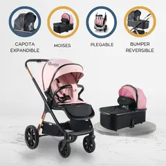 BABY GO - Coche Cuna Moises Premium «LEXUZ» Pink