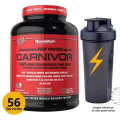 MUSCLEMEDS - CARNIVOR 419LB CHOCOLATE + SHAKER PROTEÍNA ISOLATADA HIDROLIZADA