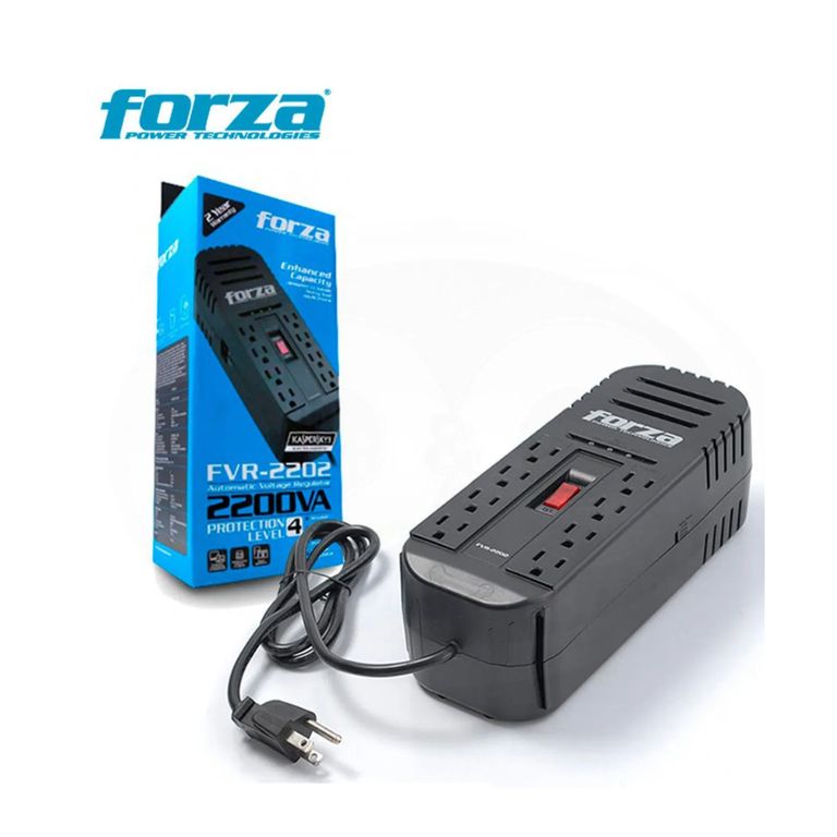 ESTABILIZADOR 8 TOMAS 2200VA/1100W 220V NEGRO