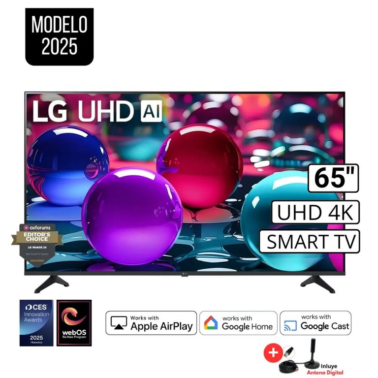 Televisor Smart TV Led Uhd 65" 4K Thinq AI 65UA7300PSB 2025 + Antena Digital