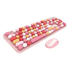 U BUY - Teclado + Mouse Inalámbrico Lapiz Labial Retro Mujer