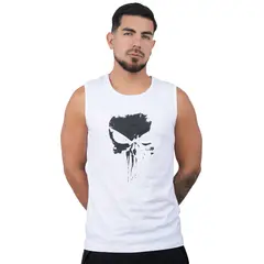 M MUSCLE MUSEUM - Polo Manga Cero Color Blanco Punisher para Hombre