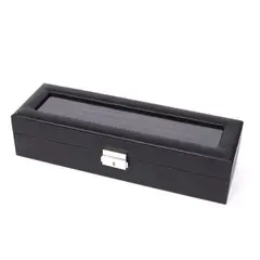 GENERICO - Porta Relojes Estilo de carbono para 6 Relojes