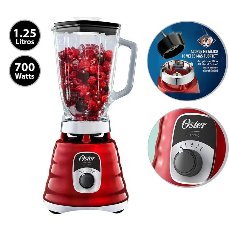 Licuadora 3 velocidades Rojo 1000w BLST4126